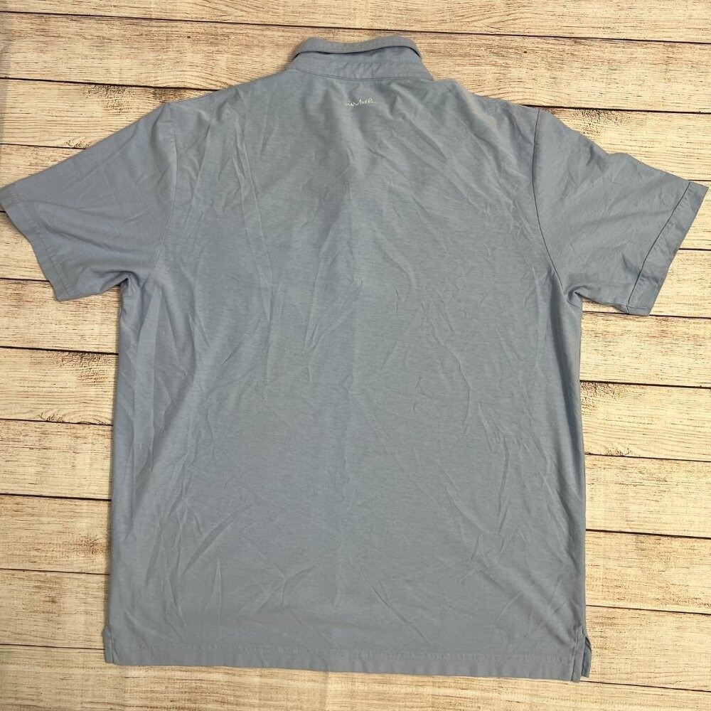 TravisMathew Polo Shirt Mens XL Light Blue Pima Cotton Blend Chest Pocket Logo - Picture 3 of 13